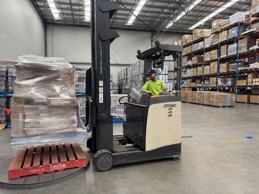 3PC forklift operator inside a customer DC